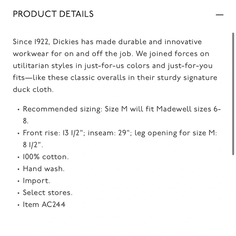 Madewell x Dickies Overalls - Picture 8 of 8